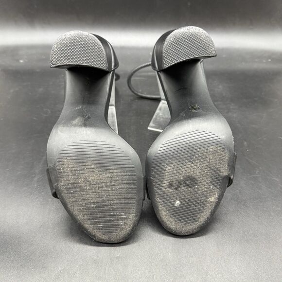 Lulus black Ankle strap open toe block heel womens size 5.5 strappy stiletto - Picture 6 of 6